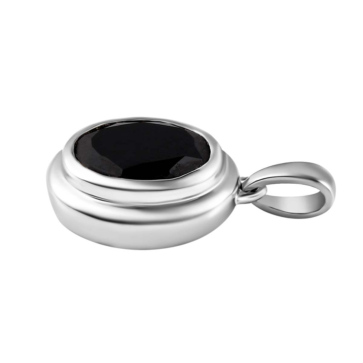 Schwarzer Spinell Anhänger, Messing platiniert ca. 3.57 ct