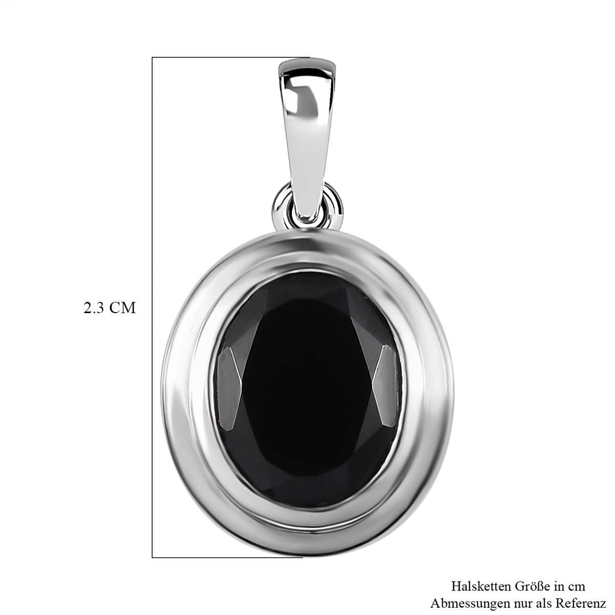 Schwarzer Spinell Anhänger, Messing platiniert ca. 3.57 ct