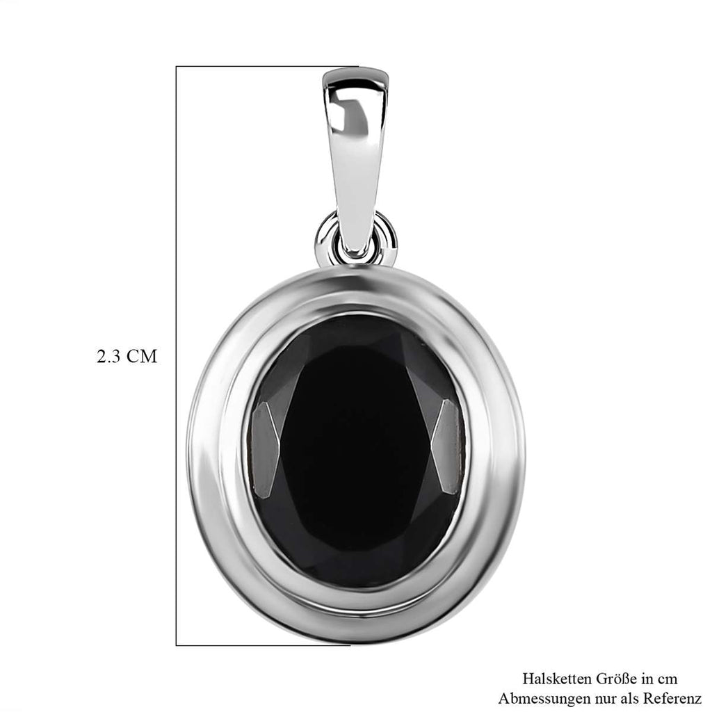 Schwarzer Spinell Anhänger, Messing platiniert ca. 3.57 ct