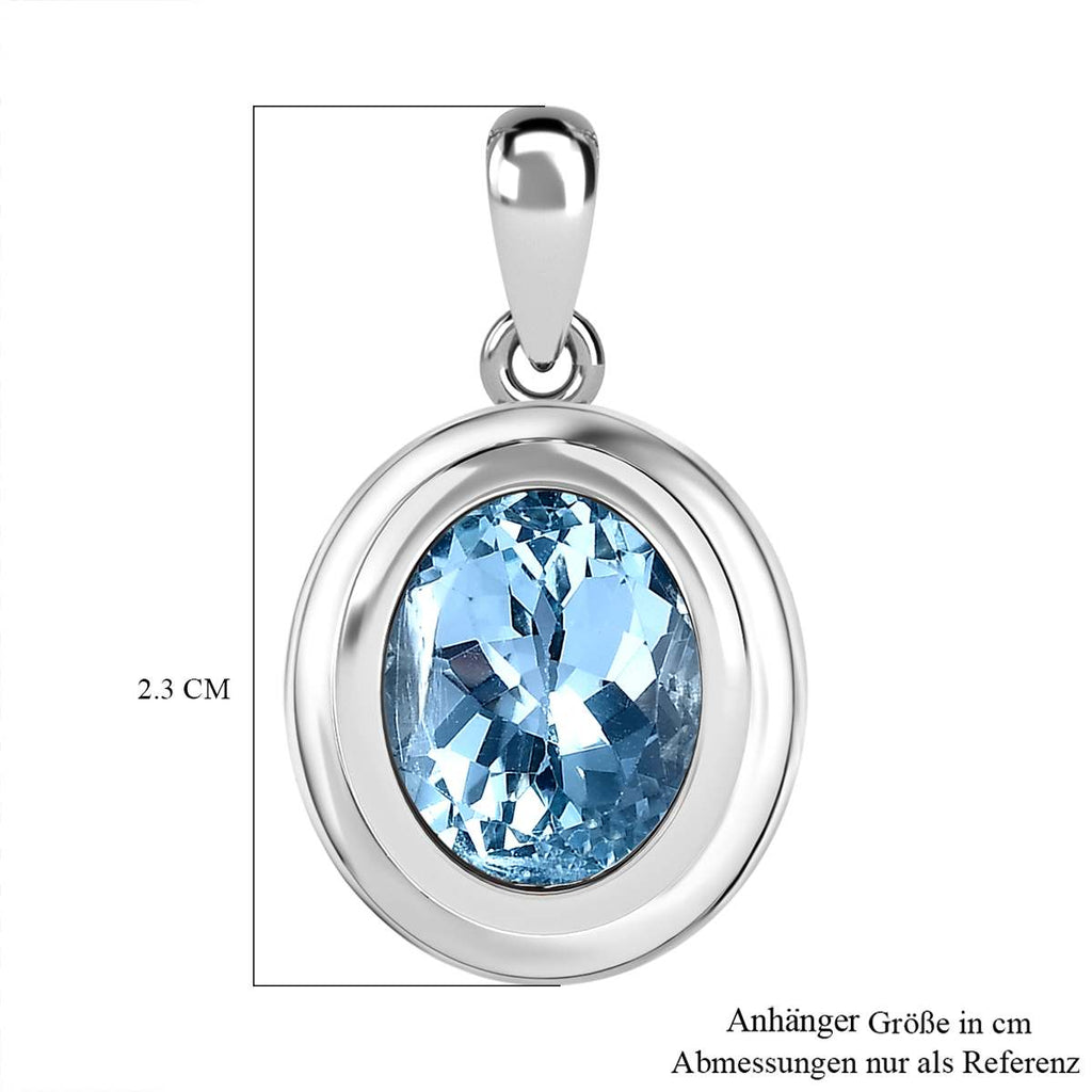 Himmelblauer Topas Anhänger, Messing platiniert ca. 4.36 ct