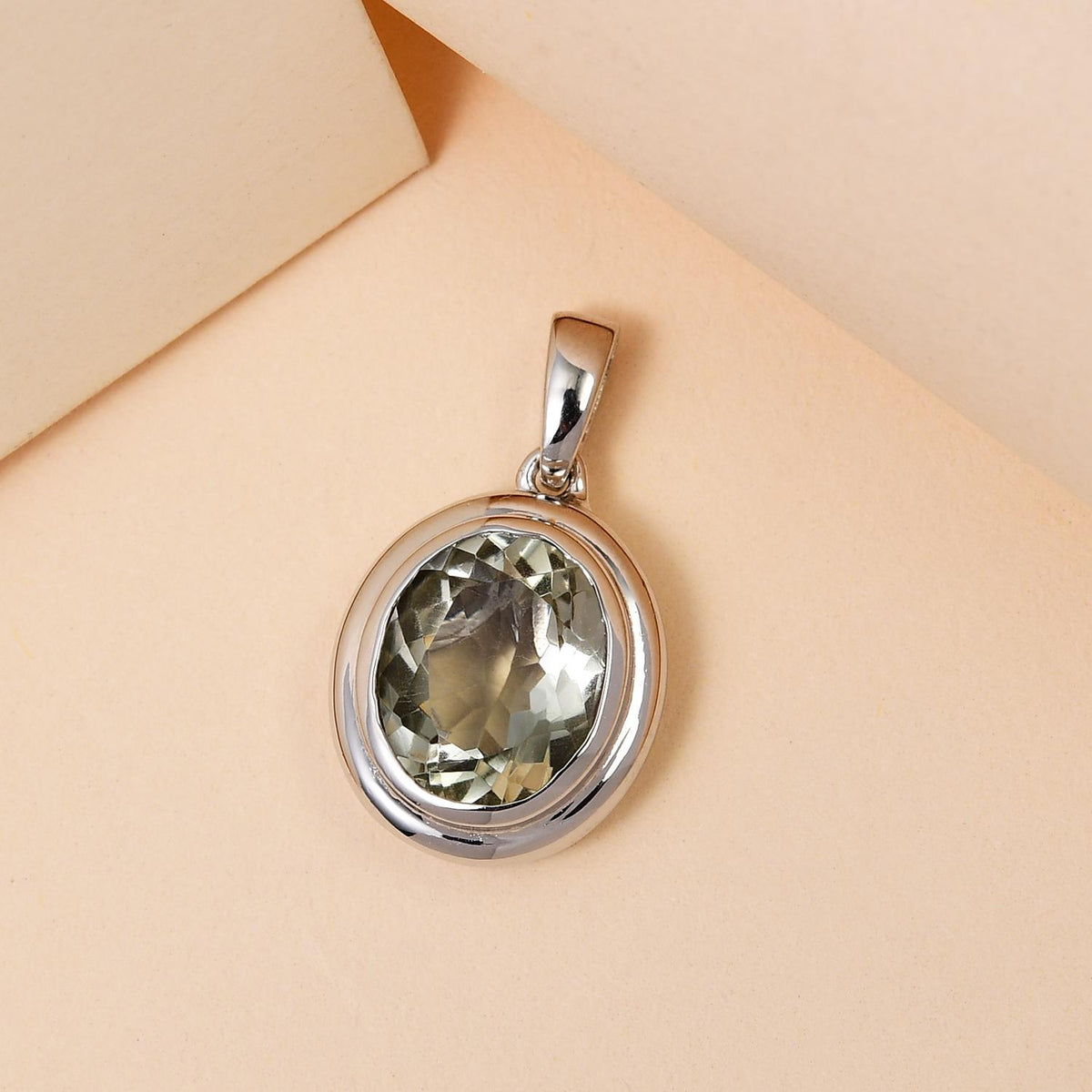 Prasiolith-Anhänger, Messing platiniert ca. 3,19 ct
