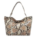 Assots London: 100% echtes Leder Hobo-Tasche mit Schlangen Muster, beige