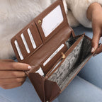 100% Echtes Leder RFID-geschützte Geldbörse, Größe: 18x9cm, braun