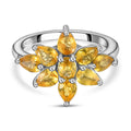 Gelber Saphir-Ring, 925 Silber platiniert (Größe 17.00) ca. 2.00 ct