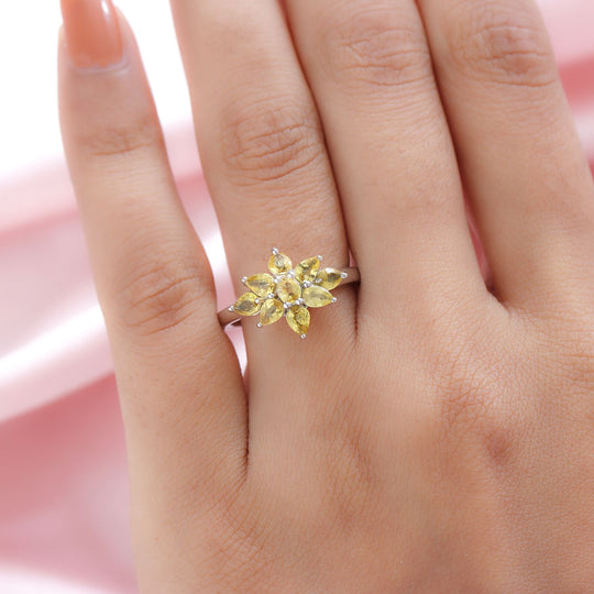 Gelber Saphir-Ring, 925 Silber platiniert ca. 2.00 ct