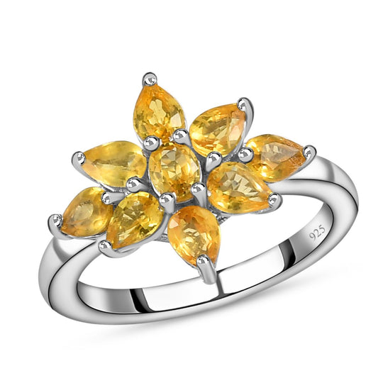 Gelber Saphir-Ring, 925 Silber platiniert ca. 2.00 ct