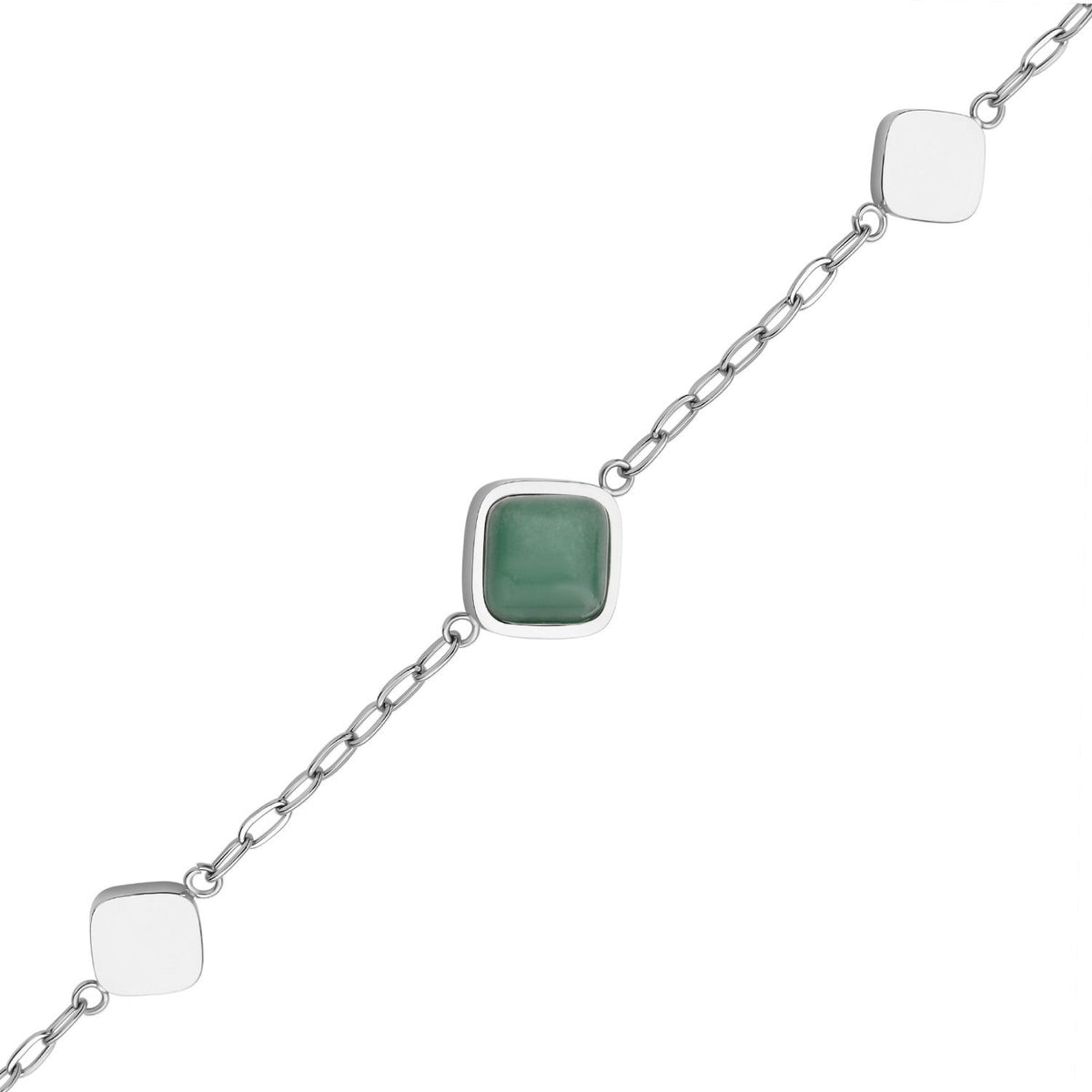 Grüne Aventurin Halskette, ca. 50 cm, Edelstahl ca. 32.00 ct
