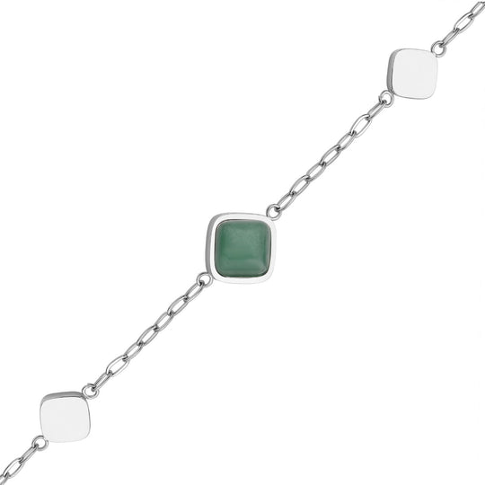 Grüne Aventurin Halskette, ca. 50 cm, Edelstahl ca. 32.00 ct