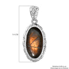 Feuer Labradorit Anhänger, 925 Silber ca. 9.43 ct