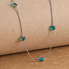 Pfau Triplette Quarz Halskette, ca. 50 cm, 925 Silber platiniert ca. 8.74 ct