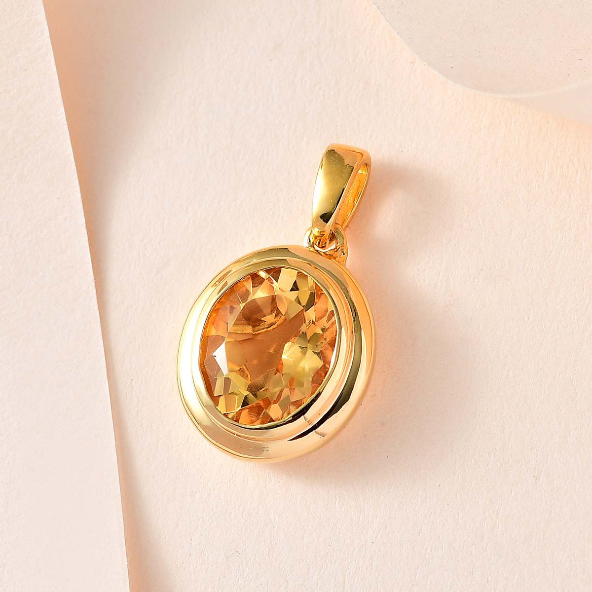 Citrin Anhänger, Messing vergoldet ca. 3.30 ct