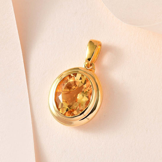 Citrin Anhänger, Messing vergoldet ca. 3.30 ct