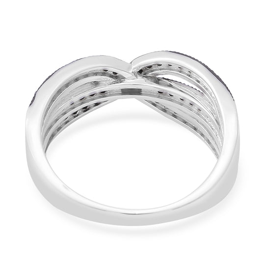 Schwarzer Spinell Ring 925 Silber rhodiniert ca. 0,59 ct