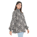 TAMSY - Damen Bluse mit Blatt- und Blumenmuster, Größe 38, Schwarz