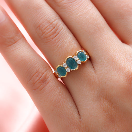 Grandidierit und Zirkon-Ring, 925 Silber vergoldet ca. 1,43 ct
