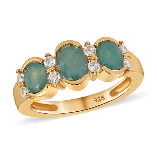 Grandidierit und Zirkon-Ring, 925 Silber vergoldet ca. 1,43 ct