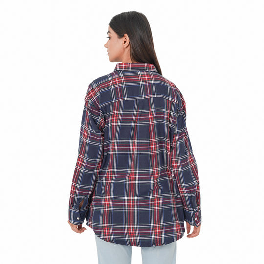 TAMSY - Damen, gewebte Hemdbluse, Größe 38, Rot und Schwarz