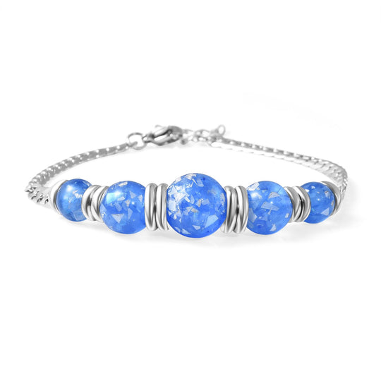 Blaues Künstlicher-Opal-Armband, ca. 18.5 cm + 3.5 cm Extender, 316L Edelstahl