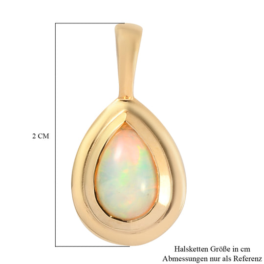 Natürlicher äthiopischer Welo Opal Anhänger, 925 Silber vergoldet, ca. 0.86 ct