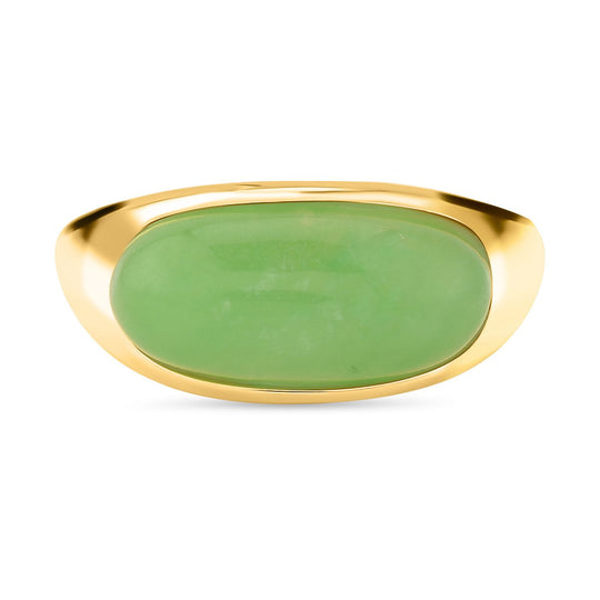 Grüner Jade Ring 925 Silber Gelbgold Vermeil 8, ca. 7.47 ct