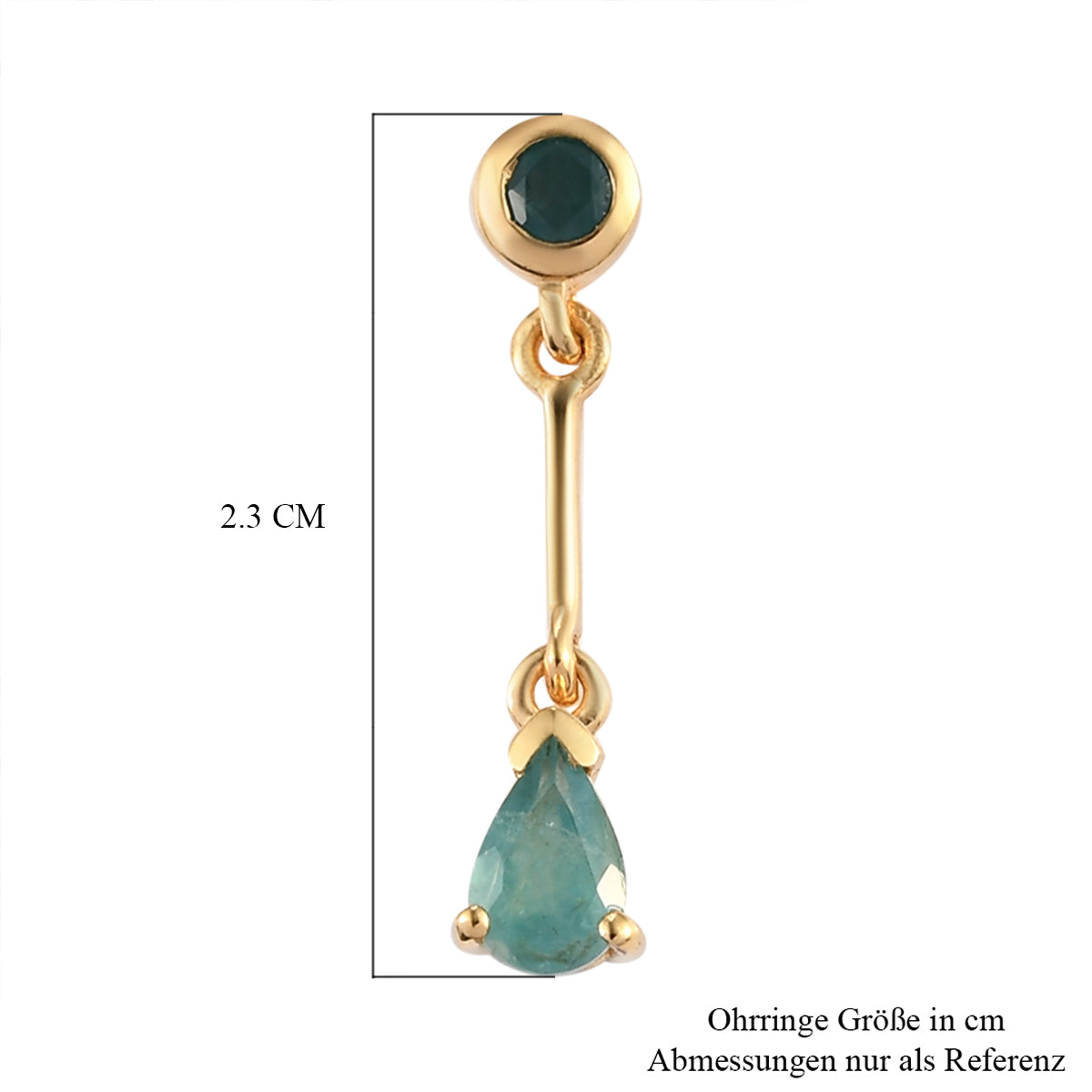 Grandidierit Ohrringe, 925 Silber vergoldet ca. 1,04 ct