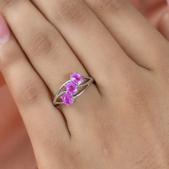 Ilakaka Rosa Saphir (Fissure gefüllt)-Ring, 925 Silber platiniert ca. 1,54 ct