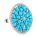 Amerikanischer, natürlicher Sleeping Beauty Türkis Ring, 925 Silber platiniert (Größe 17.00) ca. 5.73 ct
