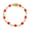 Padparadscha Triplette Quarz Armband, ca. 19 cm, 925 Silber vergoldet ca. 8.32 ct