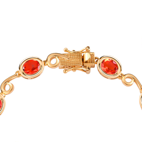 Padparadscha Triplette Quarz Armband, ca. 19 cm, 925 Silber vergoldet ca. 8.32 ct