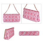 Luxury Edition: Seidenbrokat Handtasche mit Satin Geschenbox, RFID, Rosa