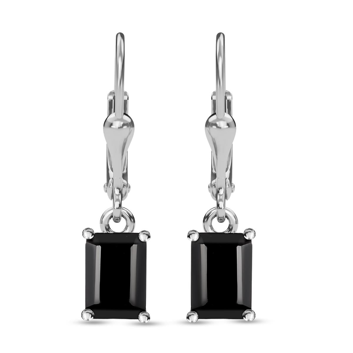 Schwarze Spinell Ohrringe, 925 Silber ca. 1,58 ct
