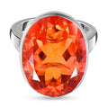 Padparadscha Triplette Quarz-Ring, 925 Silber platiniert (Größe 17.00) ca. 19.33 ct