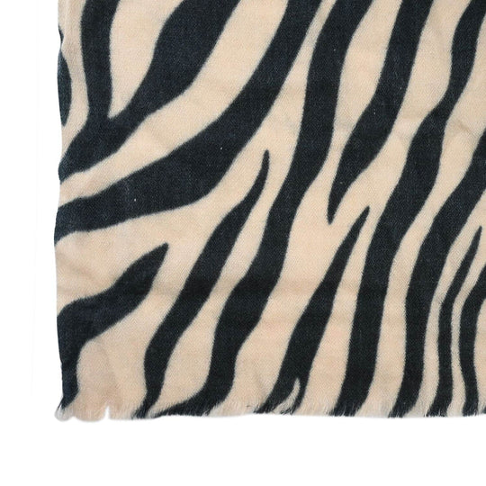 TAMSY Schal aus 100% Kaschmirwolle, Zebramuster, 71x198cm, Schwarz und beige