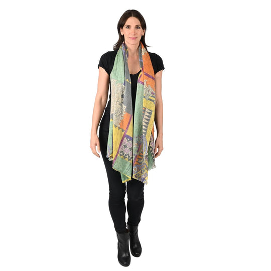 TAMSY Schal aus 100% Kaschmirwolle, Zebramuster, 71x198cm, Schwarz und beige