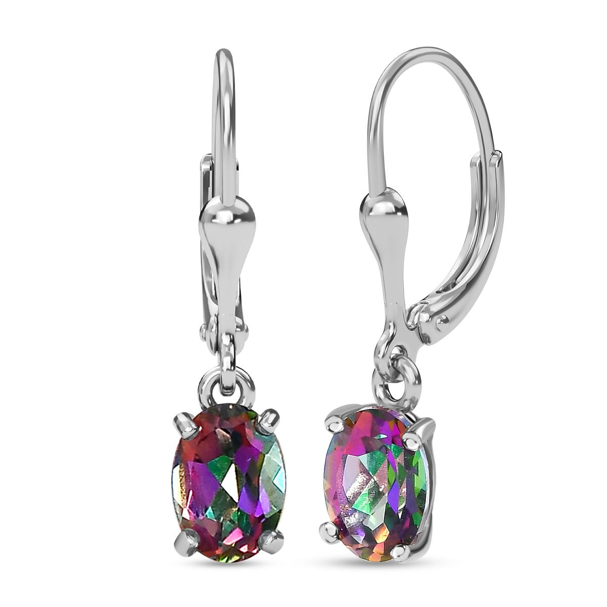 Nordlicht Mystik Topas Ohrringe, 925 Silber platiniert ca. 1.90 ct