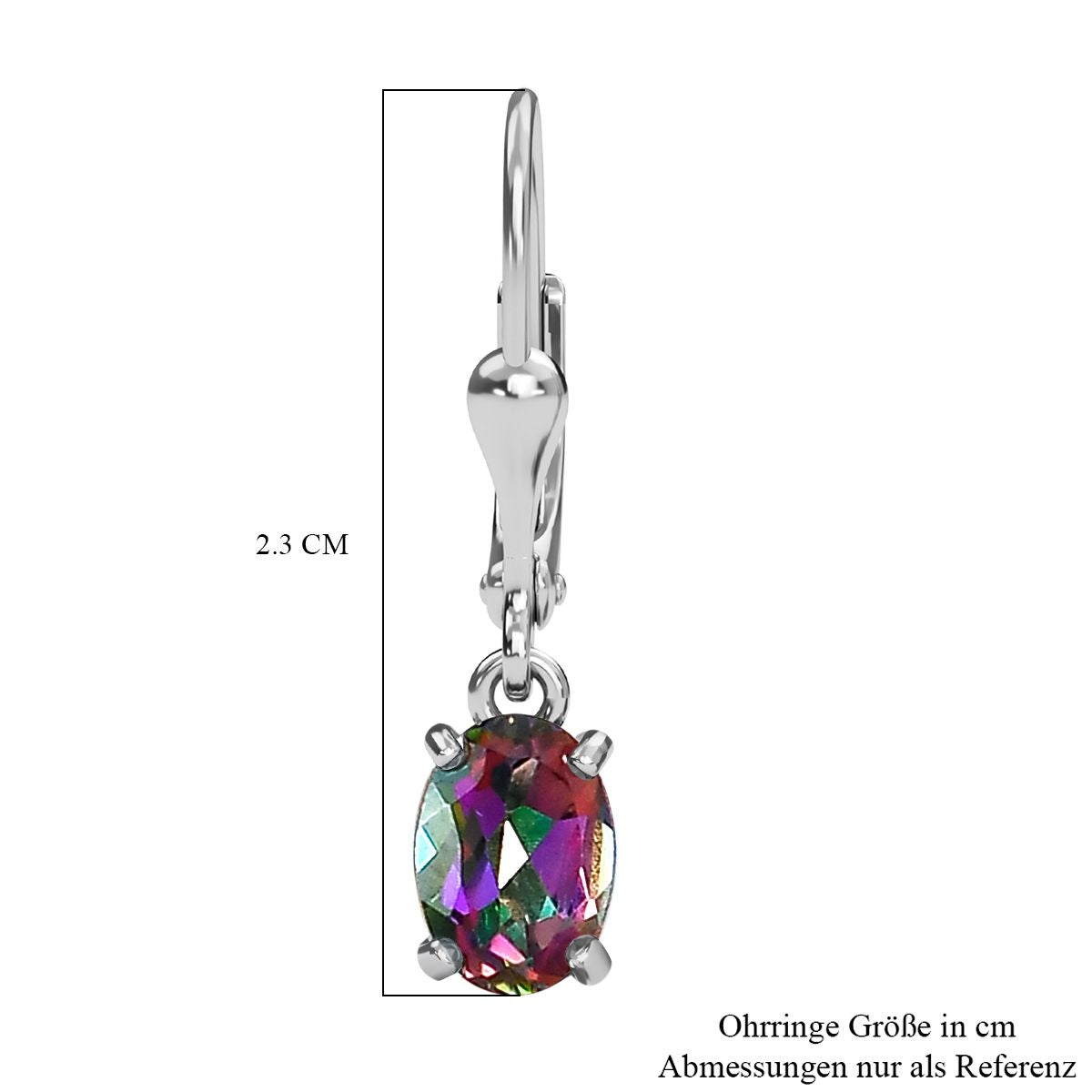 Nordlicht Mystik Topas Ohrringe, 925 Silber platiniert ca. 1.90 ct