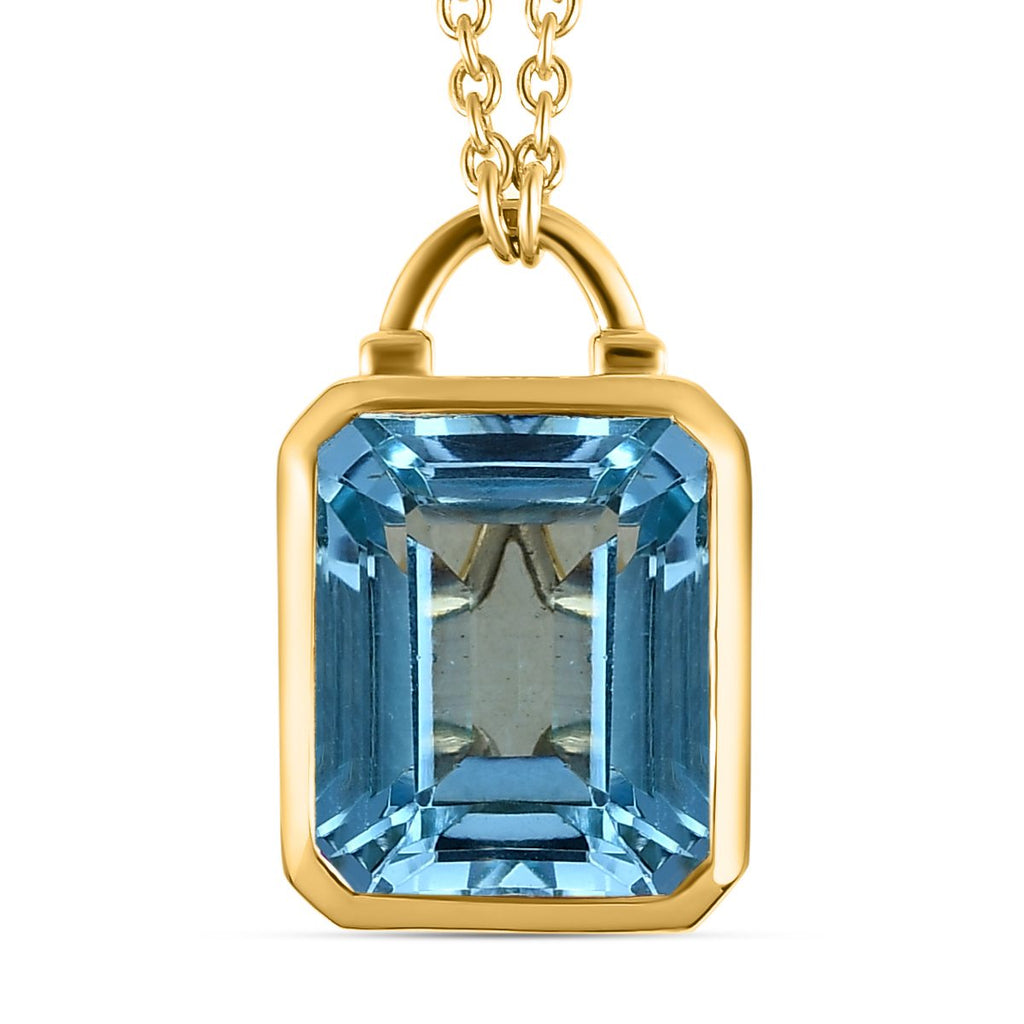 Himmelblaue Topas Halskette, ca. 45 cm, 925 Silber vergoldet ca. 7,08 ct