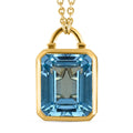 Himmelblaue Topas Halskette, ca. 45 cm, 925 Silber vergoldet ca. 7,08 ct