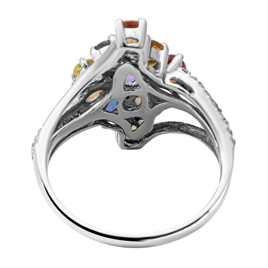 Mehrfarbiger Saphir-Ring, 925 Silber platiniert ca. 2.64 ct