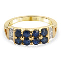Blauer Saphir und Zirkon Ring 925 Silber vergoldet (Größe 16.00) ca. 1,21 ct
