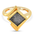 Meteorit Ring 925 Silber vergoldet (Größe 19.00) ca. 6,00 ct