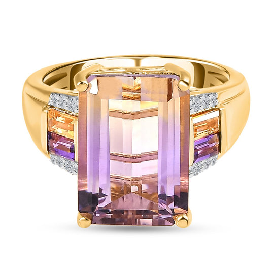 AA Ametrin und afrikanischer Amethyst Ring, 925 Silber Gelbgold Vermeil (Größe 20.00) ca. 7.62 ct