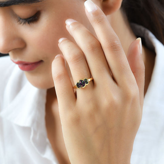 Nordlicht Mystik Topas Ring, 925 Silber vergoldet ca. 1.55 ct