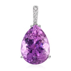 Rhapsody AAAA Kunzit, Weißer Diamant, zertifiziert und geprüft, Anhänger 950 Platin ca. 13.21 ct