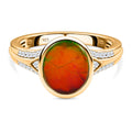 Kanadischer Ammolit und weißer Zirkon-Ring, 925 Silber Gelbgold Vermeil (Größe 17.00) ca. 2.92 ct