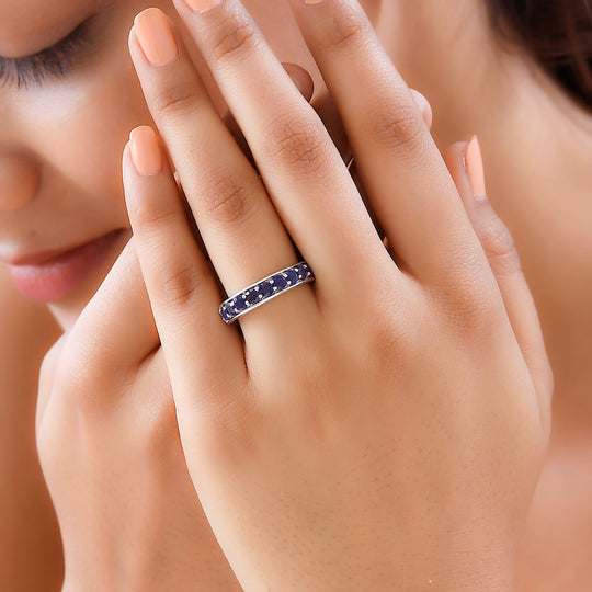 Masoala Saphir (Fissure gefüllt) Ring, 925 Silber platiniert ca. 1.67 ct
