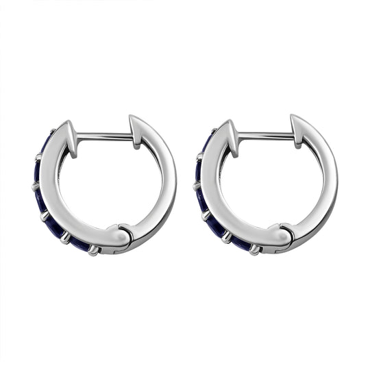 Masoala Saphir (Fissure gefüllt) Ohrringe, 925 Silber platiniert ca. 1,84 ct