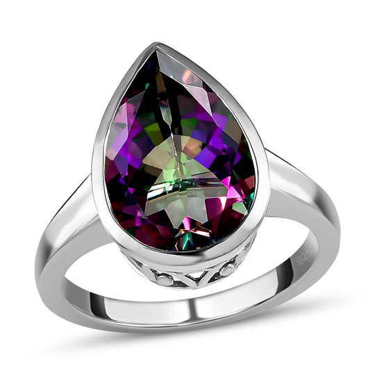 Nordlicht Mystik Topas Ring, 925 Silber platiniert ca. 6,46 ct