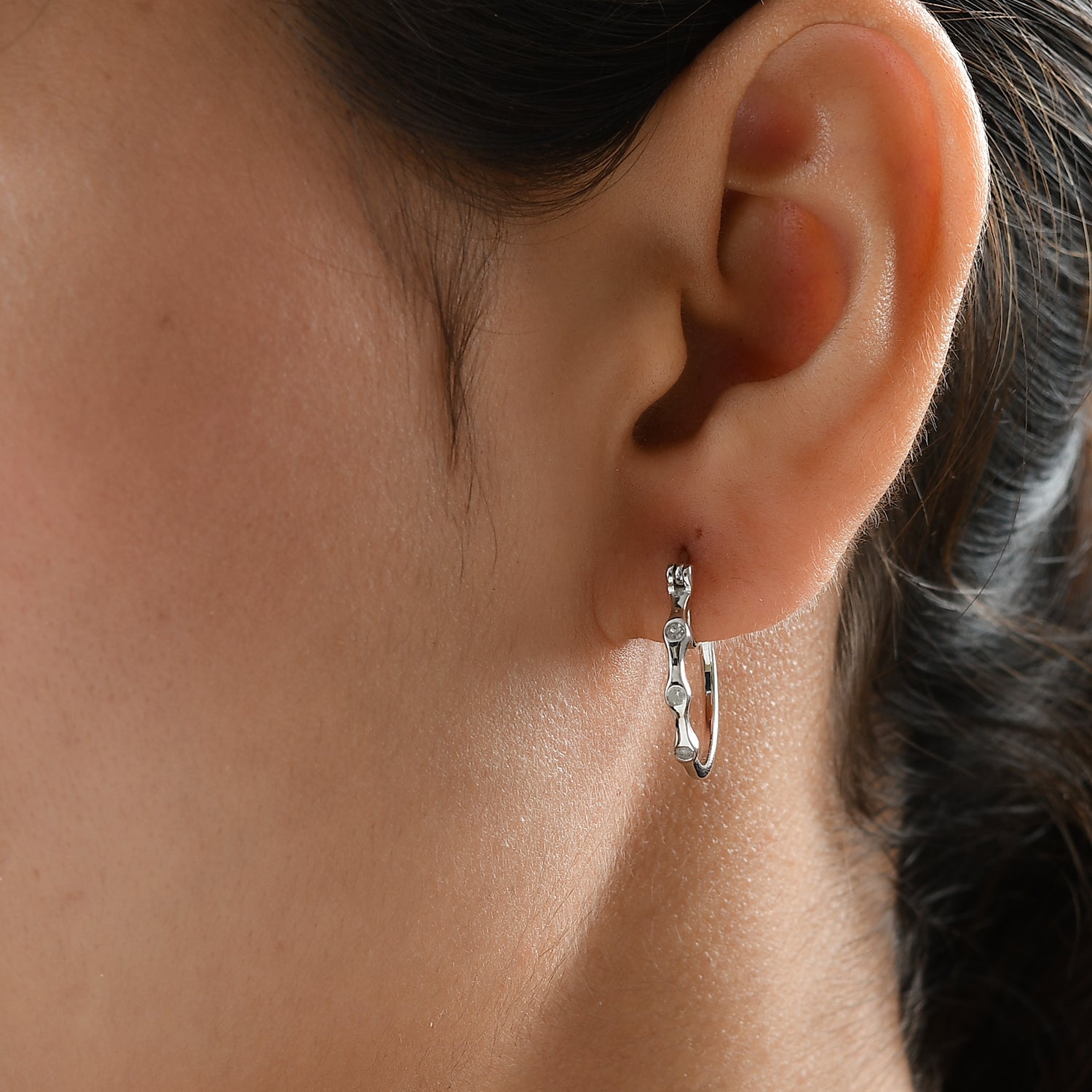 Diamant Creolen 925 Silber platiniert ca. 0,10 ct