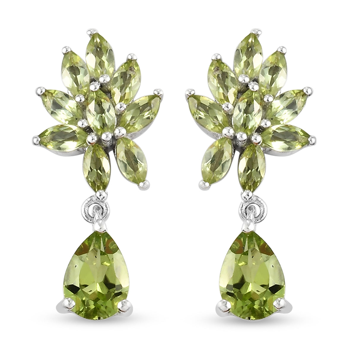 Natürliche Peridot-Ohrringe, 925 Silber platiniert ca. 3,08 ct